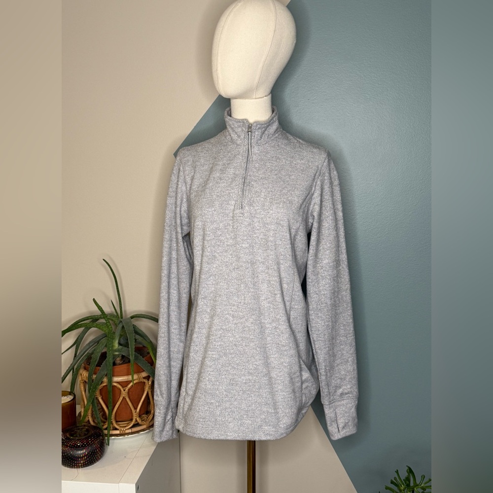Kyodan Outdoor Gray Herringbone Quarter Zip Pullover Women’s Hiking Top Large - Picture 2 of 11